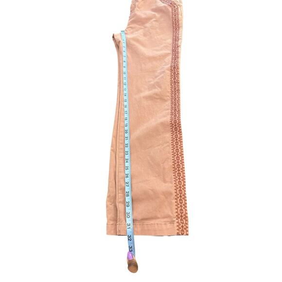 Garnet Hill Salt Washed Chino Pants‎ Pink Embroidered Straight Leg Size 8 - Picture 12 of 13